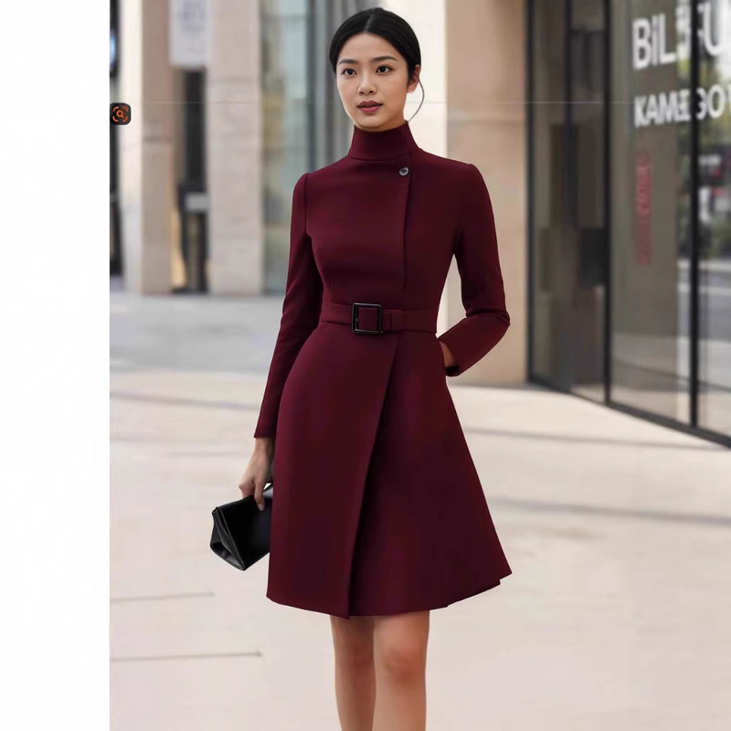 2026 European and American Cross-Border Amazon Independent Site Shein Elegant Autumn and Winter Long-Sleeve Casual Dress Hot Sale