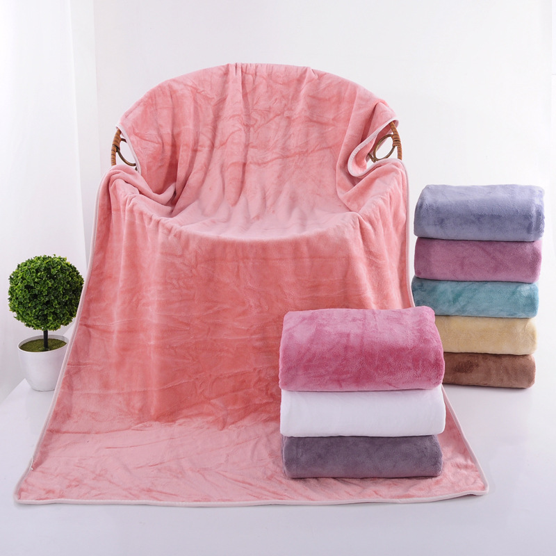 Wipe bath towel foot therapy ear massage moxibustion youth pie 70*140 solid color towel 400 grams thick plain color