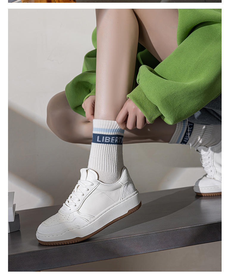 Baskets homme en cuir blanc décontractées style polyvalent_voghion.com