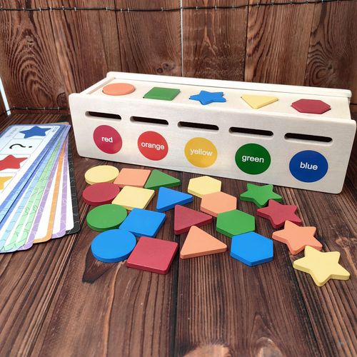 Child Montessori Early Education Color Shape Matching Box Logical Thinking Training Coin Baby Cognitive Educational Toy