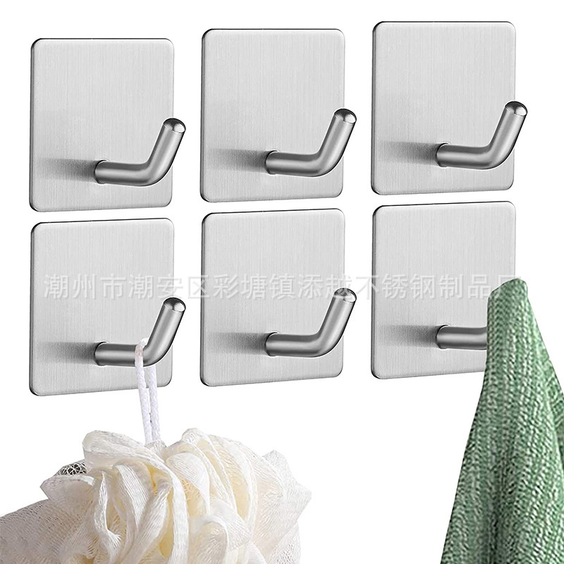 Cross Border 304 Stainless Steel Adhesive Hook Self Adhesive Heavy Duty Hook Towel Bathrobe Door Hook Bathroom Clothes Hook Cross Border 304 Stainless Steel Adhesive Hook Self Adhesive Heavy Duty Hook Towel Bathrobe Door Hook Bathroom Clothes Hook
