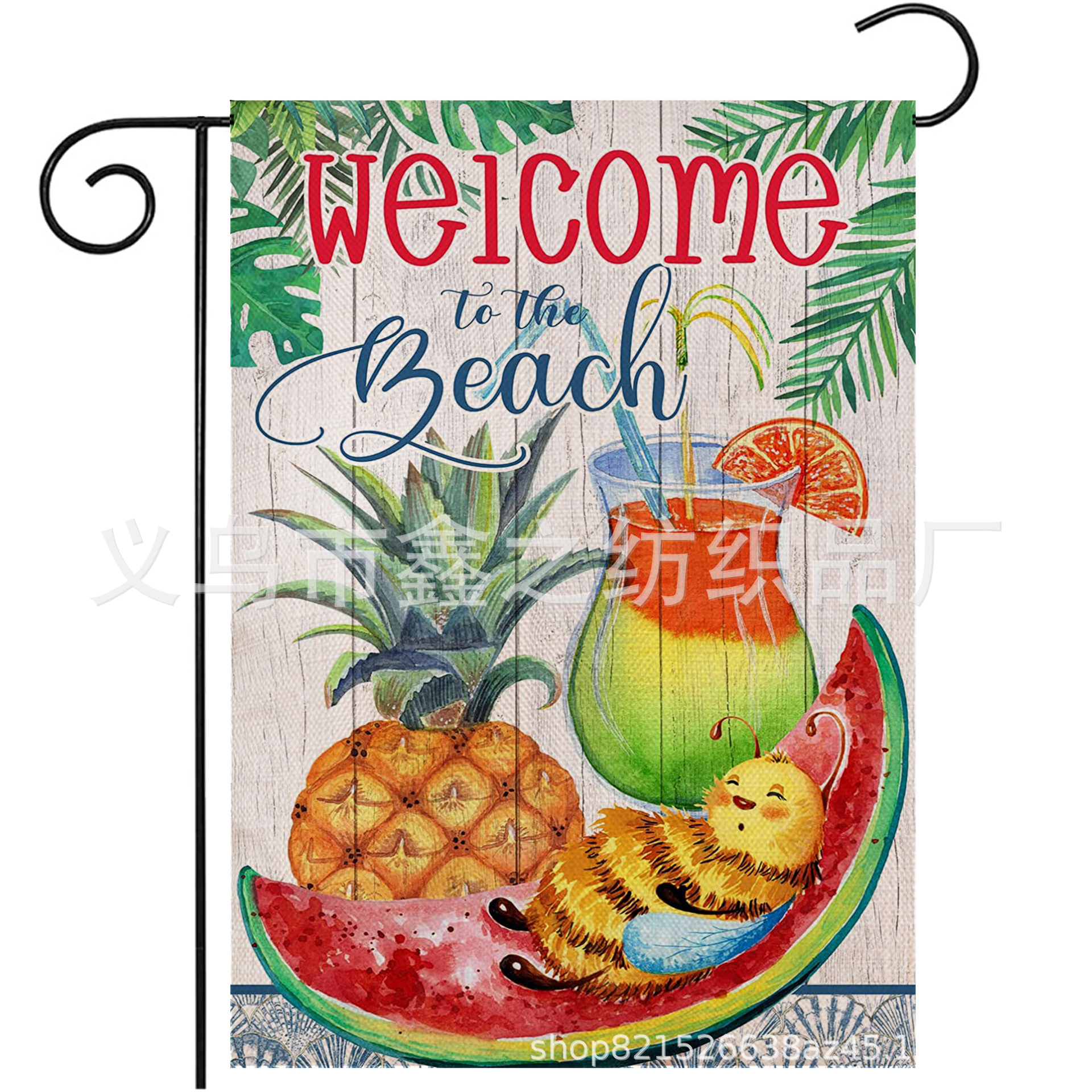 Temu新款跨境海边阳光夏日旗子户外庭院旗帜批发定 制夏季花园旗