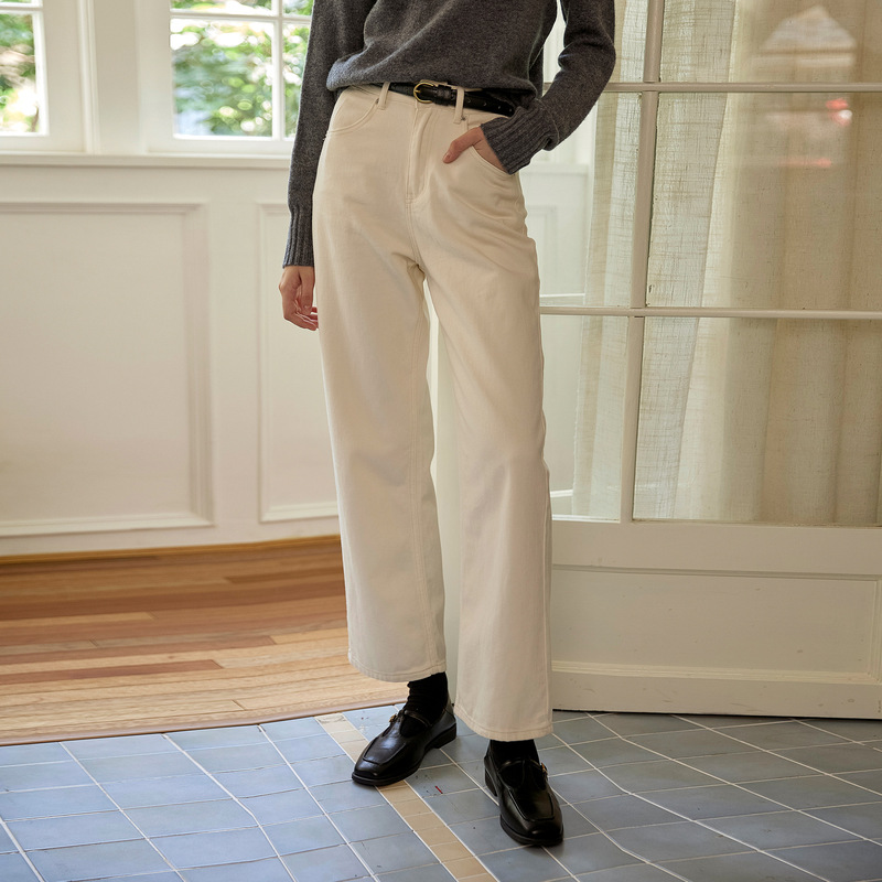 【Clearance Bargain】Pure Cotton Casual Pants Women's High-Waisted Straight-Leg Pants Basic Versatile Long Jeans