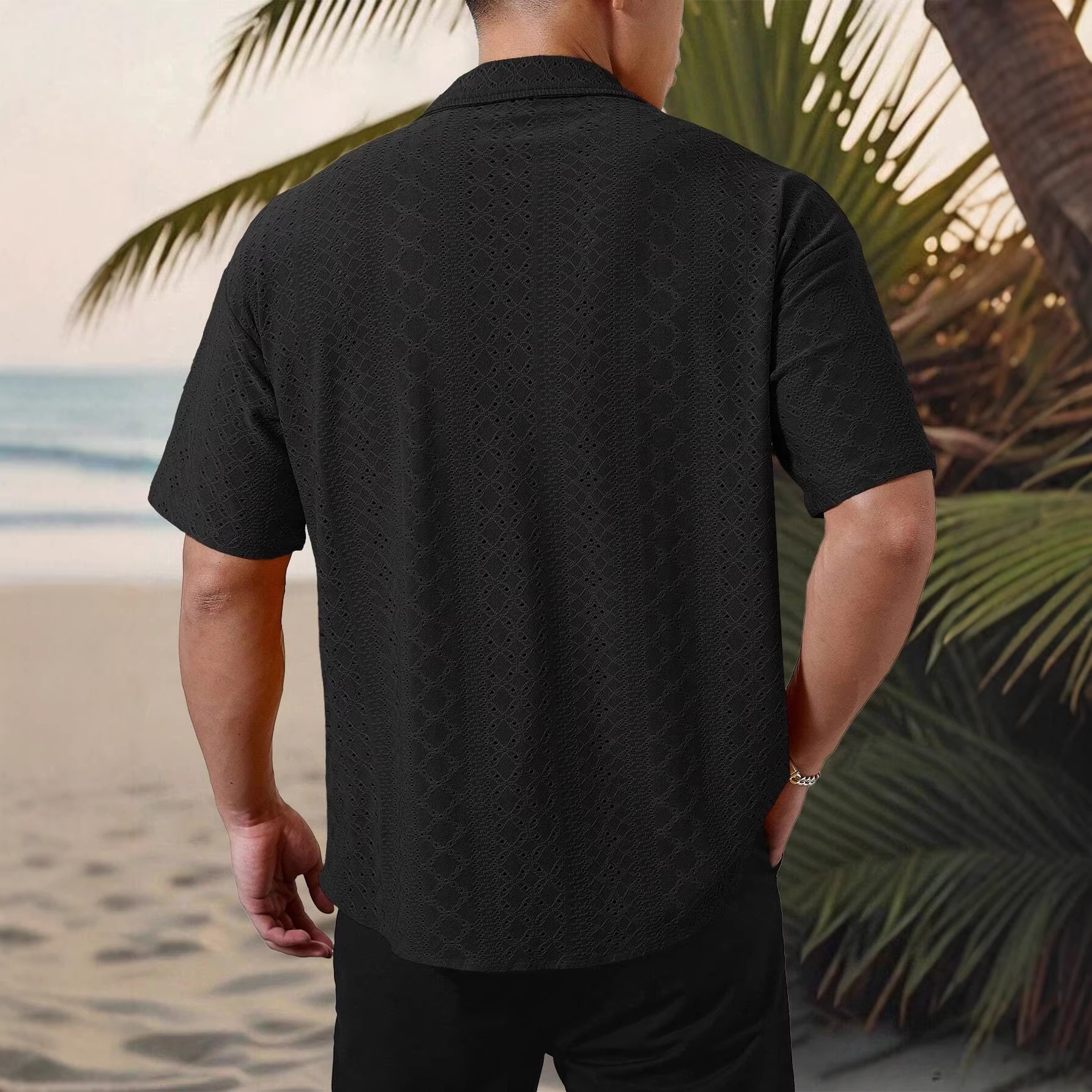 Men's Summer Resort Shirt Short Sleeve - Breathable Button-Up Open Front Shirt For Beach & Commute (S-Xxl, Lightweight & Vintage Style)_voghion.com