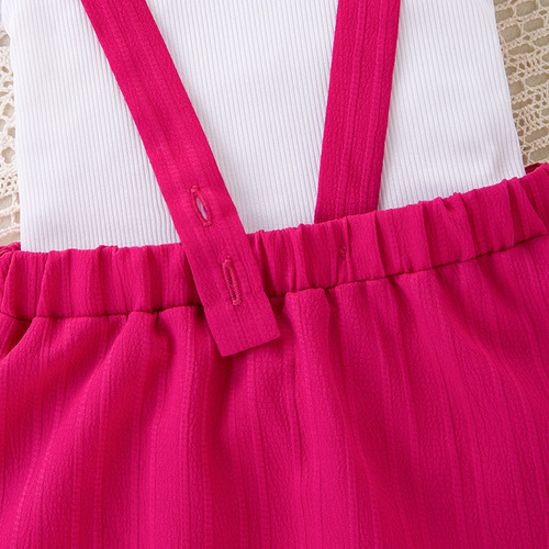 Baby Girl Set Toddler Short Sleeve Top Bodysuit Pants Accessory Three Piece Striped Fly Sleeve T-Shirt Camisole Dress Outfit