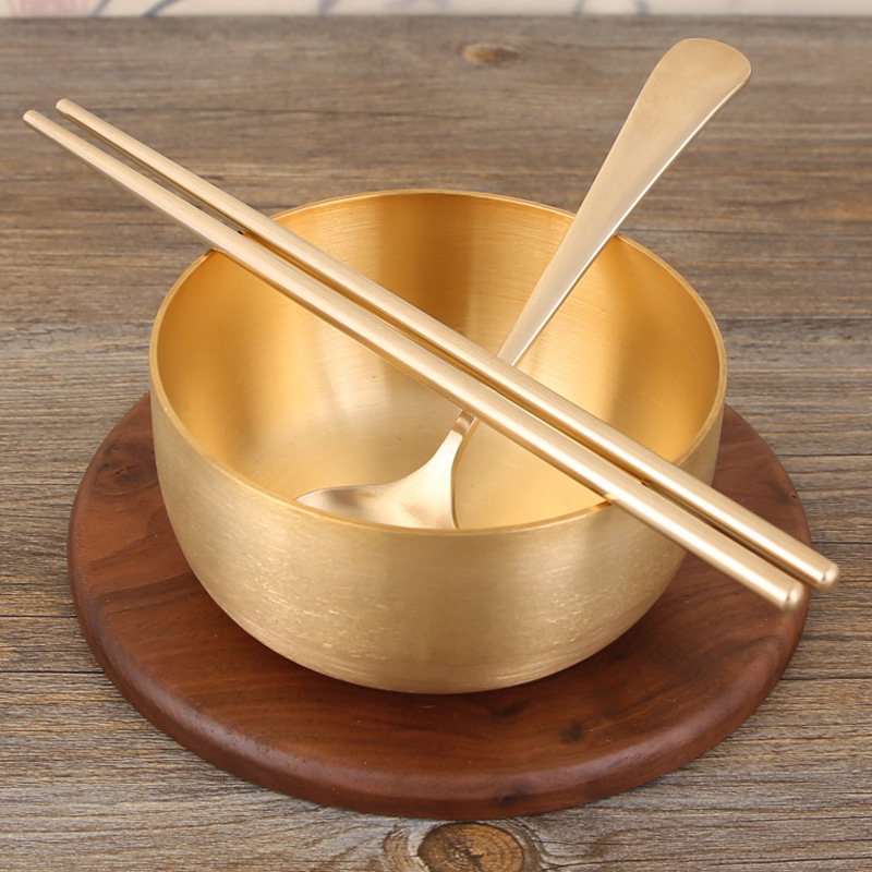 South Korea copper bowl pure copper household rice bowl 4.5-inch bowl single drop-resistant pure handmade thickened baby children edible bowl
