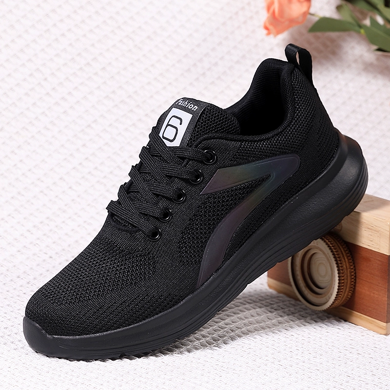 Тканевые туфли для женщин, полностью черные кроссовки, рабочая кухонная обувь для мамы, рабочая обувь на мягкой подошве.