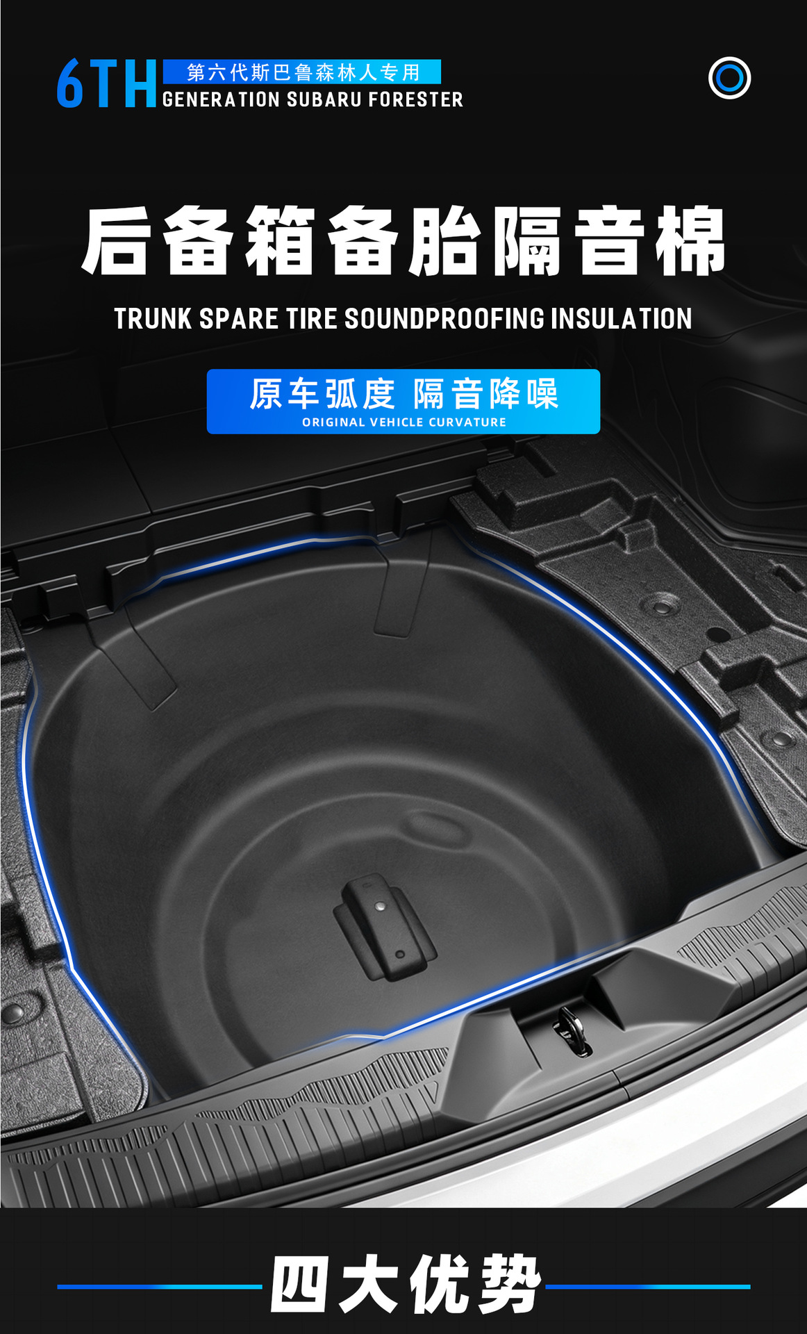 Suitable for Subaru Forester trunk spare tire soundproofing cotton, sixth-generation Forester trunk soundproofing, car interior accessories