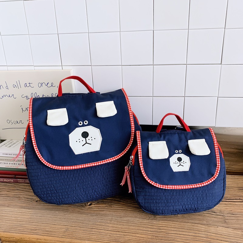 Ins-wind coreano color contraste mochila infantil niños niños niños niñas lindos caricaturas perros mochila infantil mochila bebé