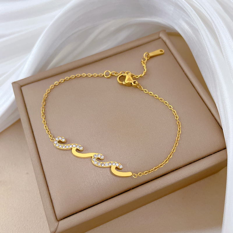 Minimalist Wave Chain Bracelet For Women Retro Style Silver Tone_voghion.com