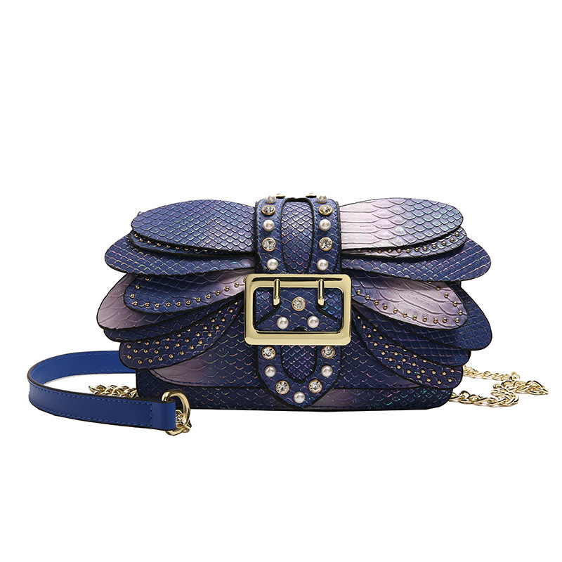 Bolso de cadena de comercio exterior transfronterizo 2025, otoño nuevo colorido bolso de hombro mariposa de mujer, bolso de mochila dorado brillante con diamantes