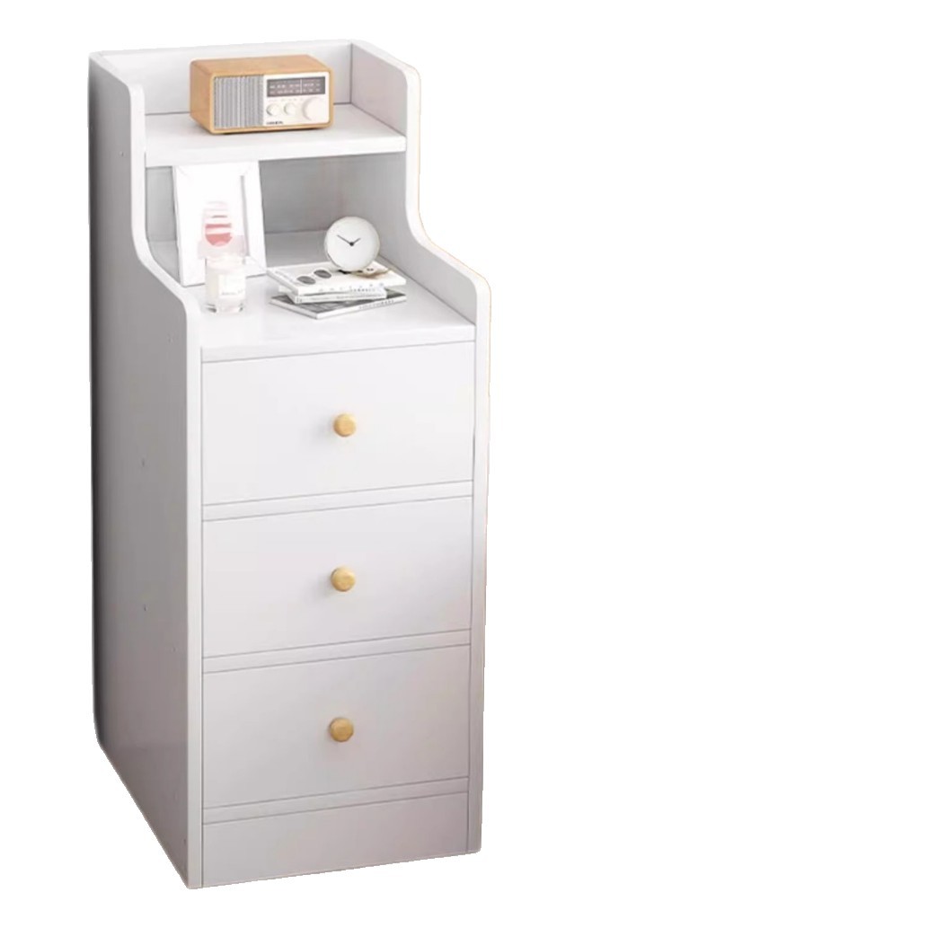 Mesita de noche, pequeño armario de almacenamiento y almacenamiento, dormitorio de una pieza, armario pequeño con clip extremadamente estrecho, mini estante simple