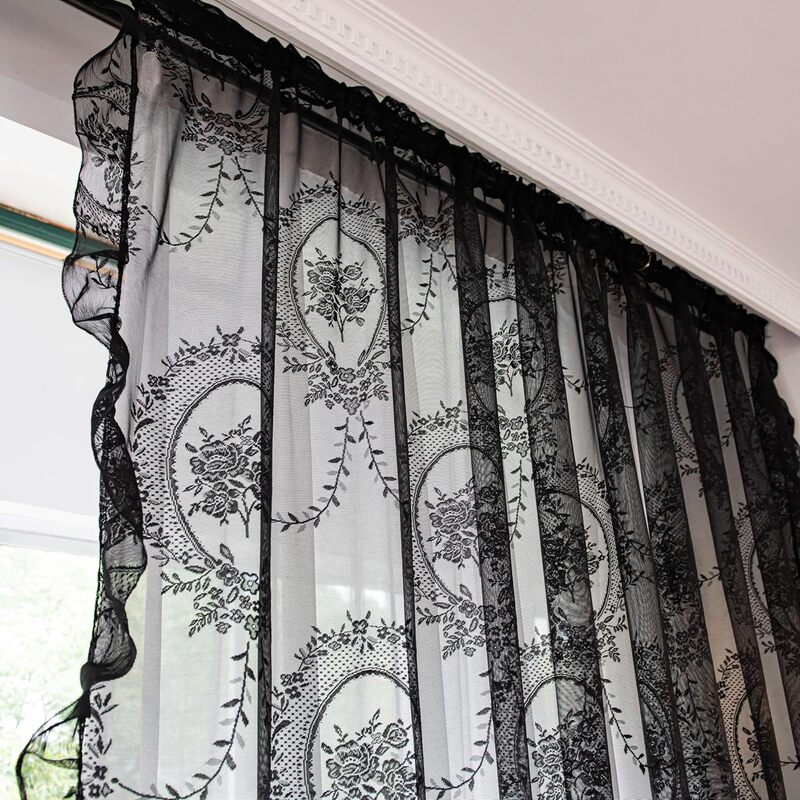 Cross-border French-style pastoral round mirror lace sheer curtains for living room, bedroom, bay window, ruffled edge, three-dimensional window screen, partition, and drape Cross-border French-style pastoral round mirror lace sheer curtains for living room, bedroom, bay window, ruffled edge, three-dimensional window screen, partition, and drape