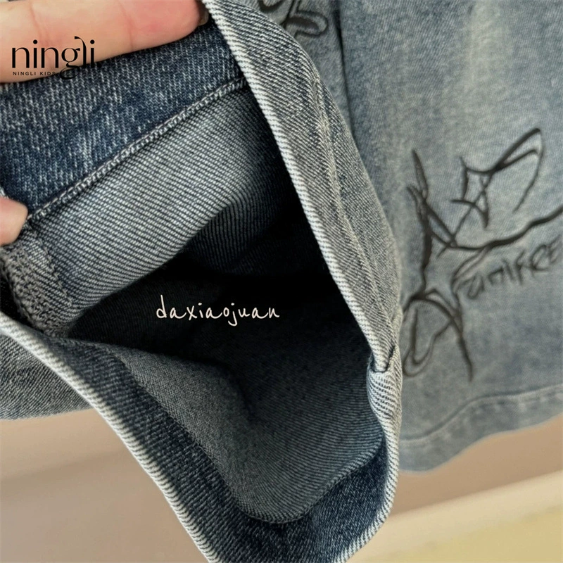 柠里 Jeans, детские штаны, западный стиль, свободный прямой крой, осень