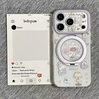 睡衣小熊猫咪适用iPhone17PROMAX手机壳新款16/15旋转支架14/13