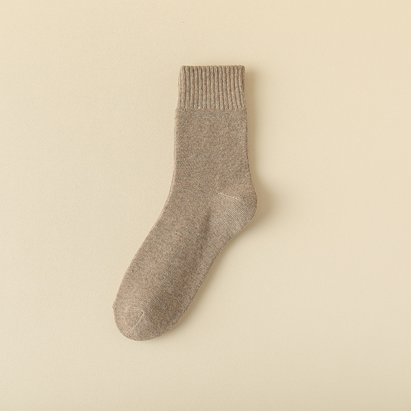 Medias de mujer medias de invierno forradas de lana gruesa calcetines de media pantorrilla calcetines de piso de mujer tubo alto Terry calcetines Otoño e Invierno