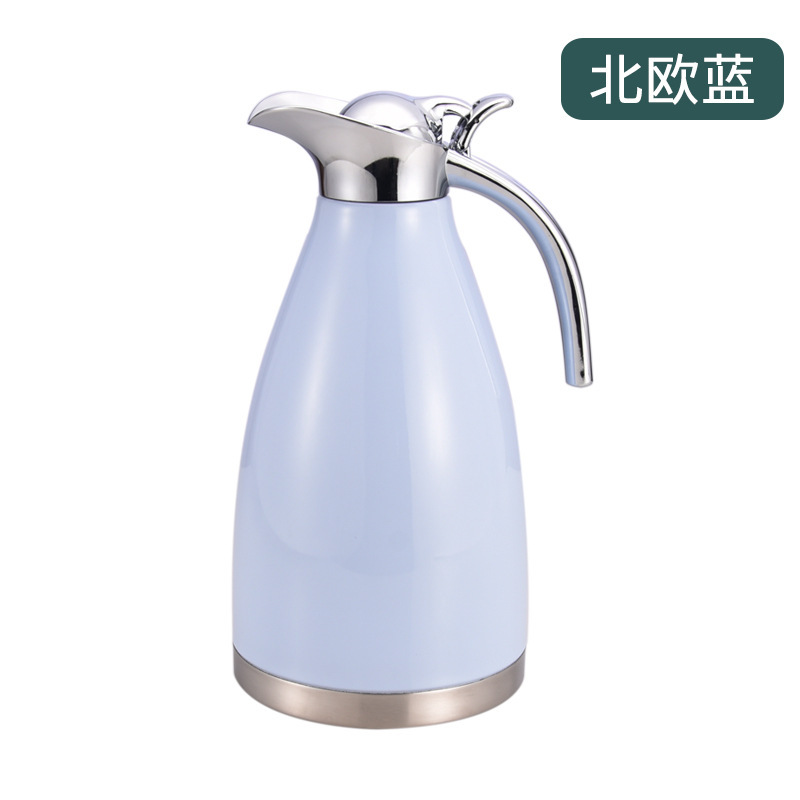 304 ステンレス鋼真空コーヒーポット二層一体型ヨーロッパ家庭用冷温水ケトル 2L 大容量魔法瓶ケトル|undefined