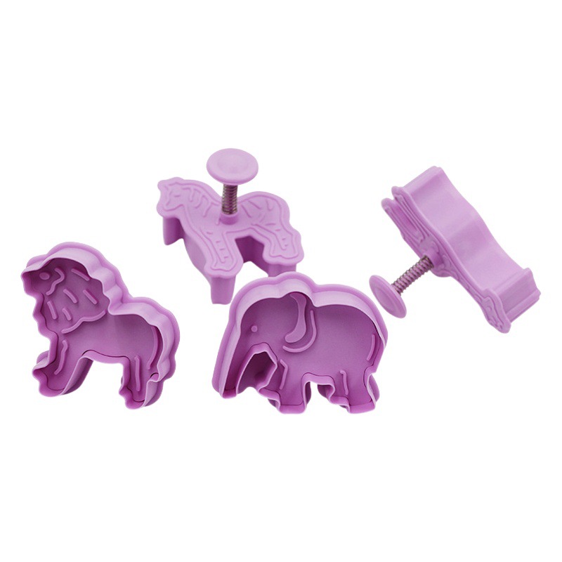 3D dibujos animados animal tema conjunto león elefante jirafa cebra pastel de caramelo de primavera molde de galleta
