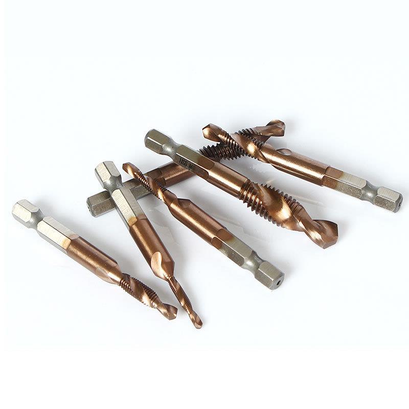 High-speed steel wire tapping multi-functional one-piece composite tap titanium-coated spiral machine for hole tapping and chamfering one-piece tap