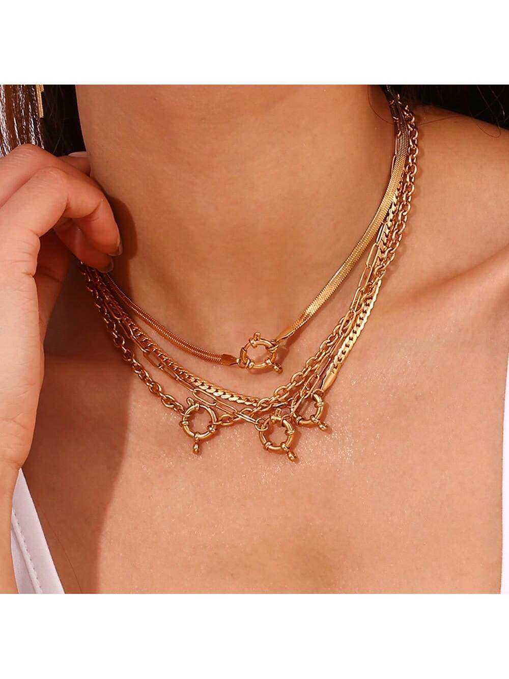 Necklace Classification 306 Stainless Steel Chain Material Wholesale Jewelry Lady Geometric 306 Stainless Steel Plating Necklace