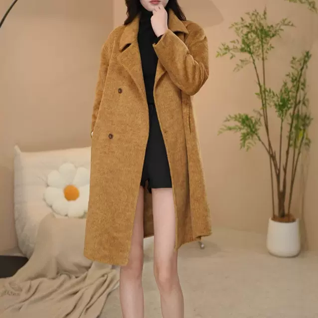 加长款时尚外套女高级气质25新款网红爆款韩版宽松显瘦羊毛呢大衣