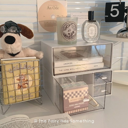 Multi-layer stackable cosmetics drawer-type desktop storage box small manicure contact lens storage and storage rack