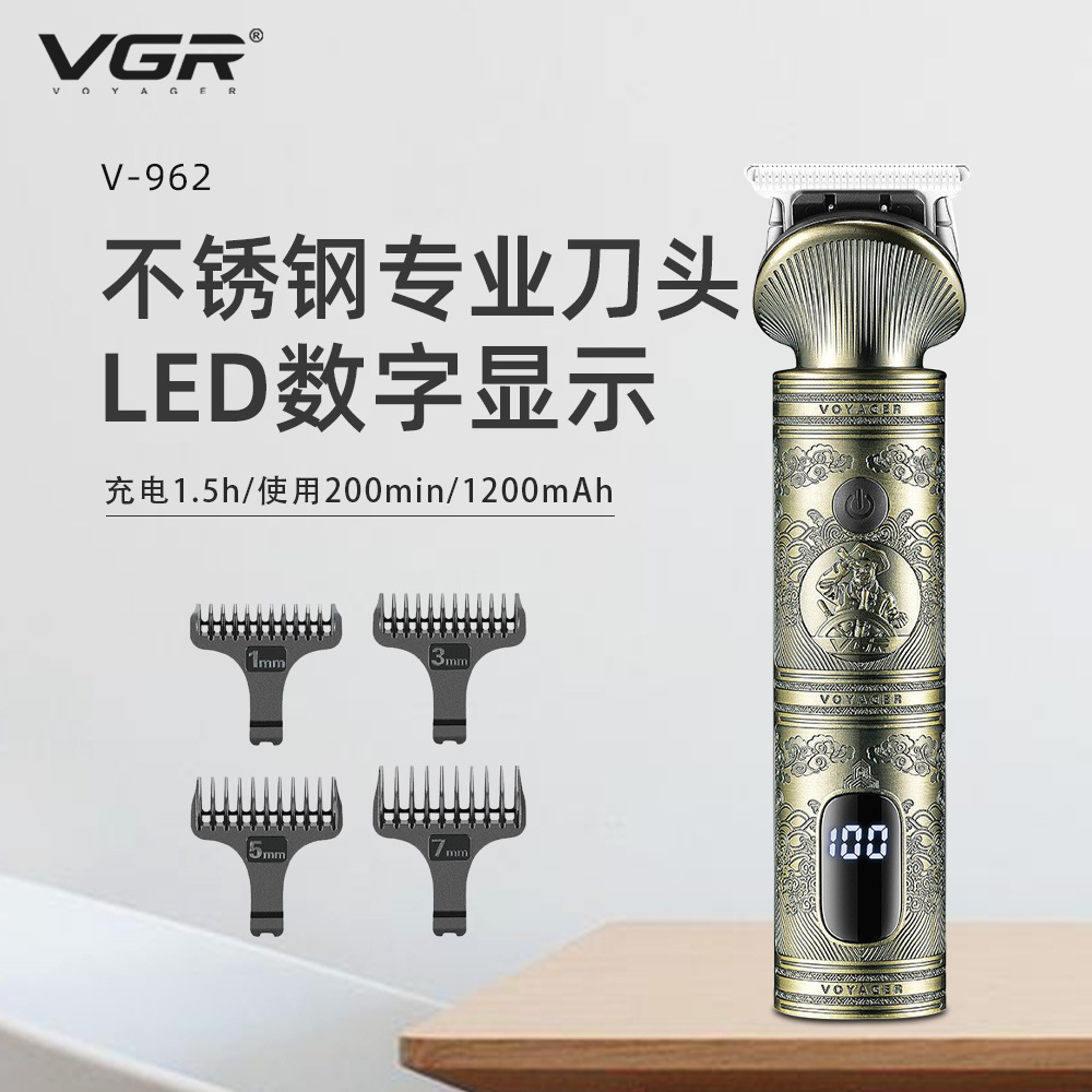 VGR962 신제품 고출력 이발기 LCD 디지털 디스플레이 충전식 전문가용 가정용 남성용 오일 헤드 클리퍼