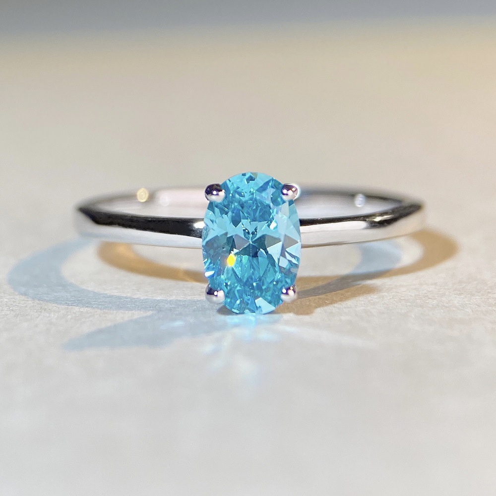 Simple Style Oval Sterling Silver Inlay Zircon Rings 1 Piece