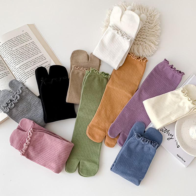 Femmes Style Japonais Pastorale Couleur Unie Coton Crew Socks Une Paire display picture 3