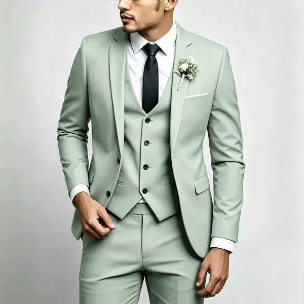 2026 Foreign Trade Fashion Amazon Men's New Slim-Fit Two-Button Suit Set Cross-Border Three-Piece Suit