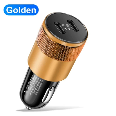 2.4A Fast Charging Car Charger Mobil şarj cihazları - black-gold