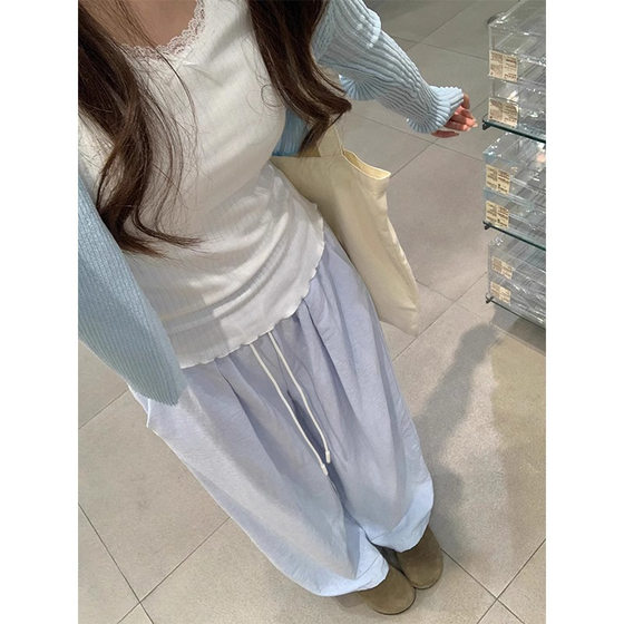 All-match Dape Wide-leg Pants Fairy 2025 New Sports Pants Loose Texture Contrast Ice Silk Straight Casual Pants