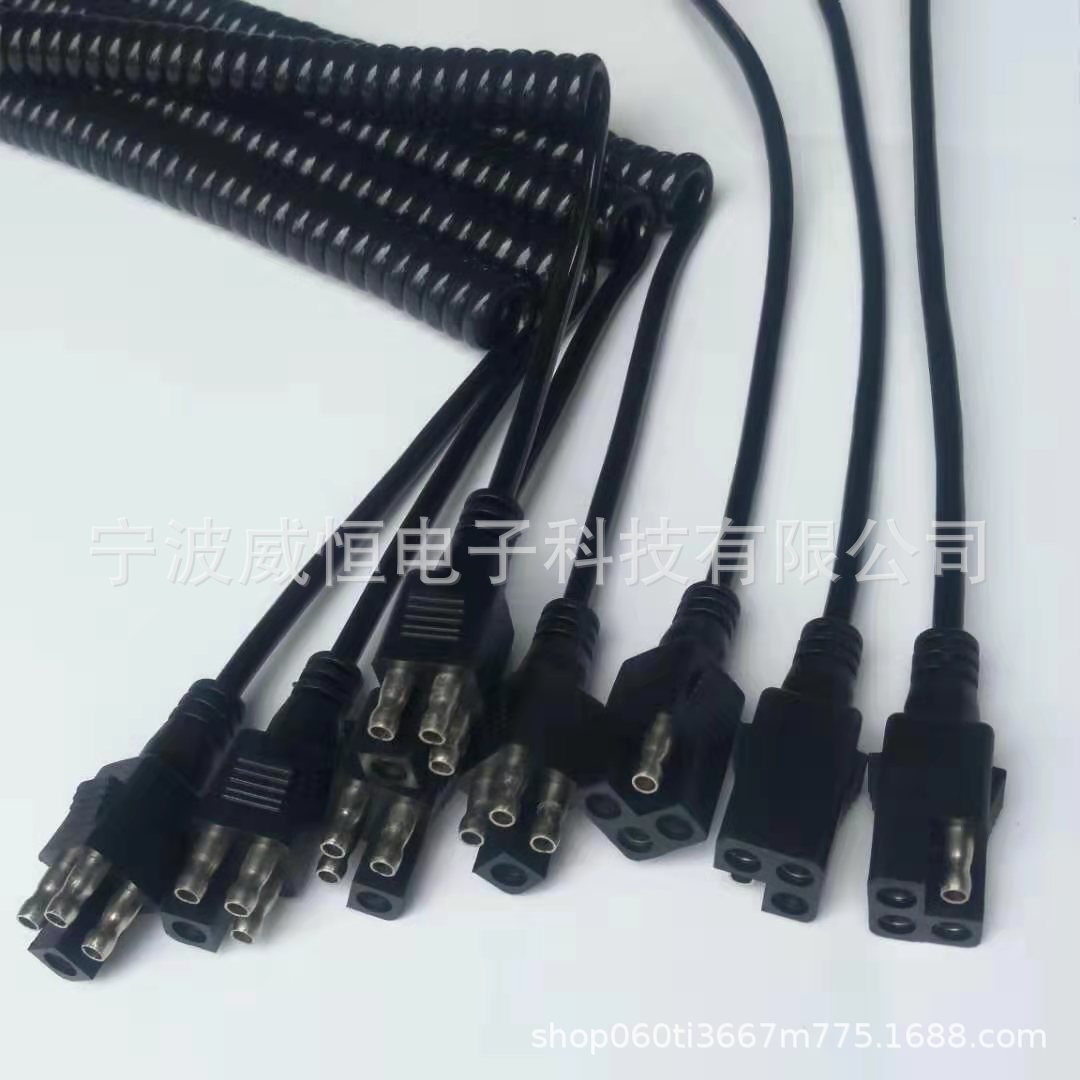 生产4芯葫芦插头弹簧线 体育用品 医疗器械 弹簧线TPU亮面弹簧线