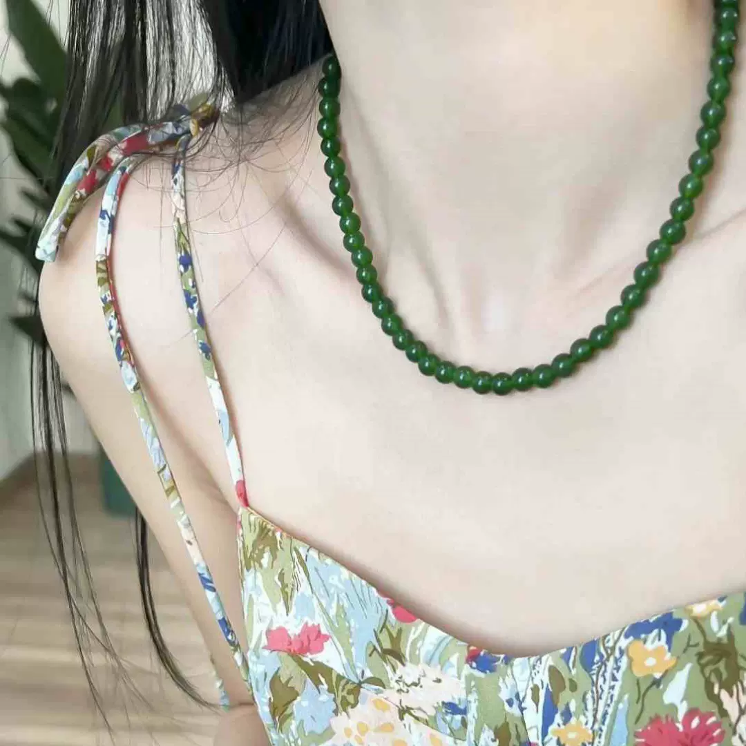 新中式绿玉髓项链玛瑙项链国风周冬雨同款项链女显白绿玛瑙批发