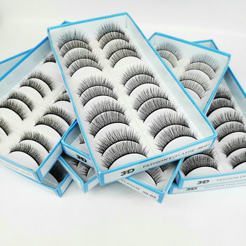 Suministro transfronterizo 10 pares de pestañas realistas tridimensionales naturales 3D de múltiples niveles de pestañas falsas cruzadas al por mayor de fábrica