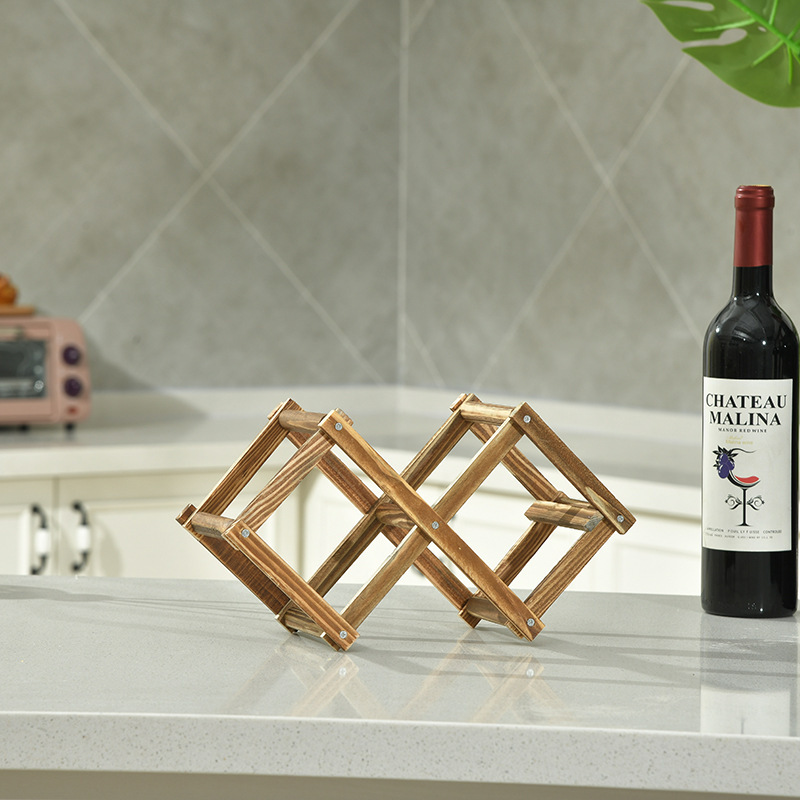 Estante para vinos plegable de madera, estante para vinos tinto de madera, soporte para vinos creativo, almacenamiento conveniente, venta directa de fábrica, portátil