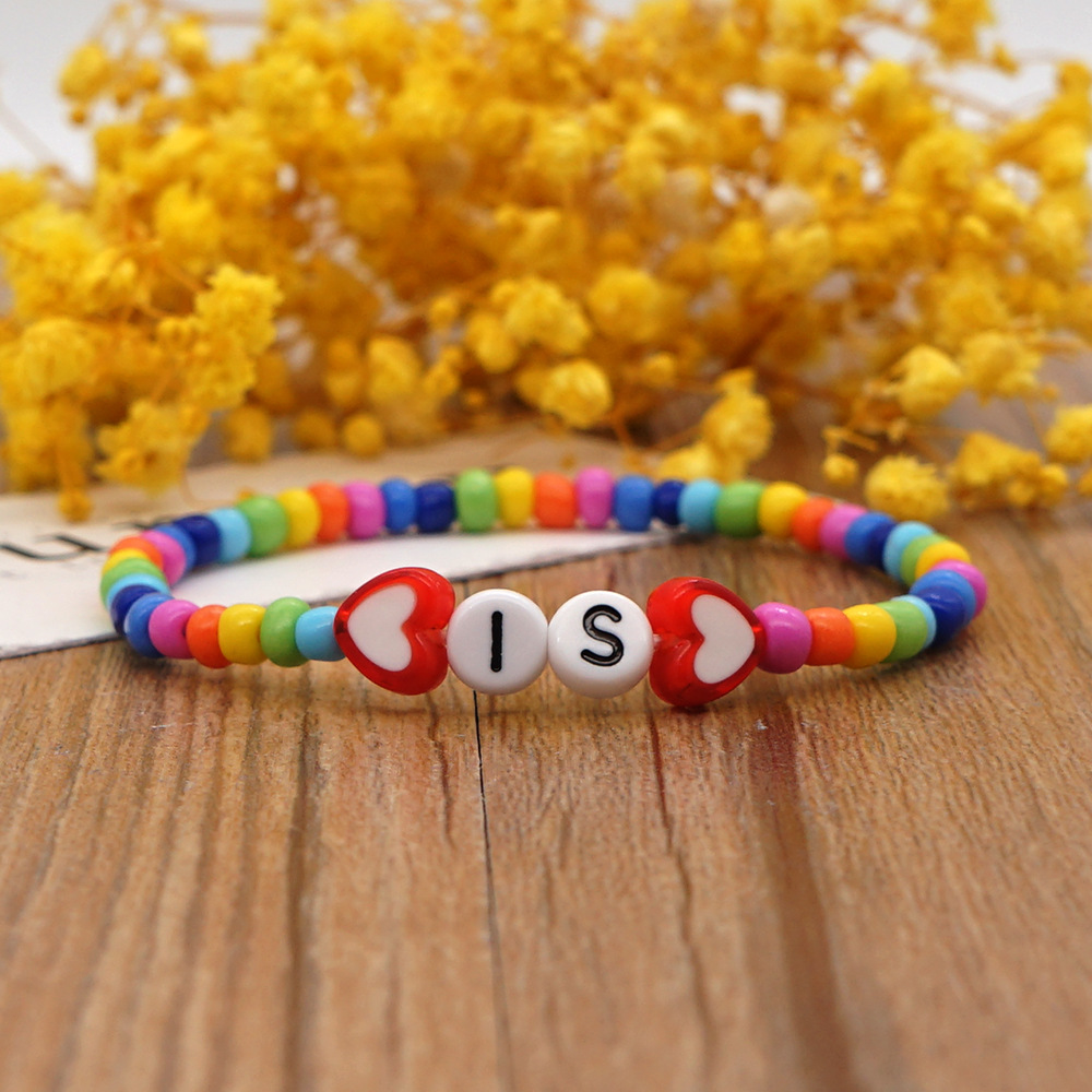 Acrylic Letter Glass Rice Bead Bracelet Wholesale Jewelry Nihaojewelry display picture 11