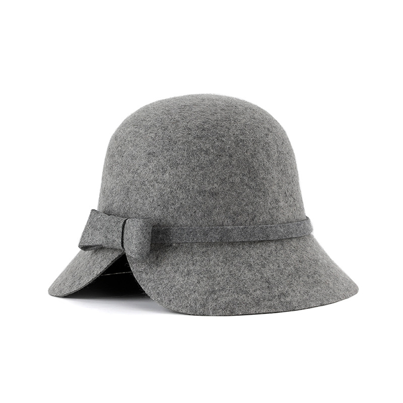 Sombrero de otoño e invierno pura lana estilo Coreano Japonés personalidad la moda brecha arco pequeño sombrero cúpula en stock al por mayor