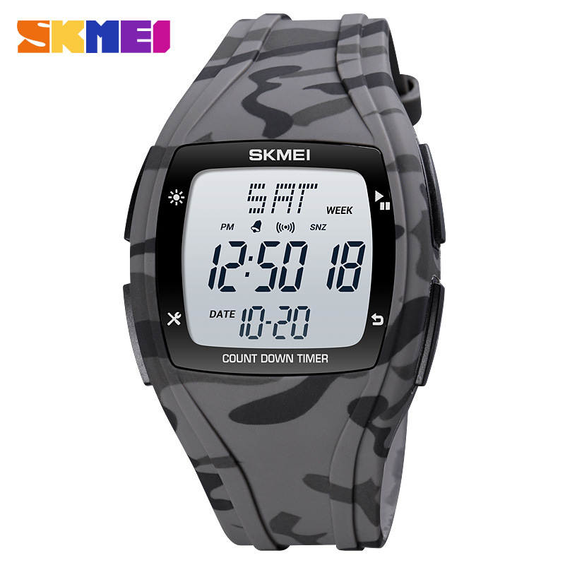 Skmei estudiante camuflaje deportes al aire libre pantalla digital reloj electrónico moda retroiluminación pareja nuevo reloj electrónico 1610