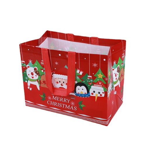 Amazon's best-selling Christmas print cute cartoon Santa Claus and snowman non-woven large tote bag
