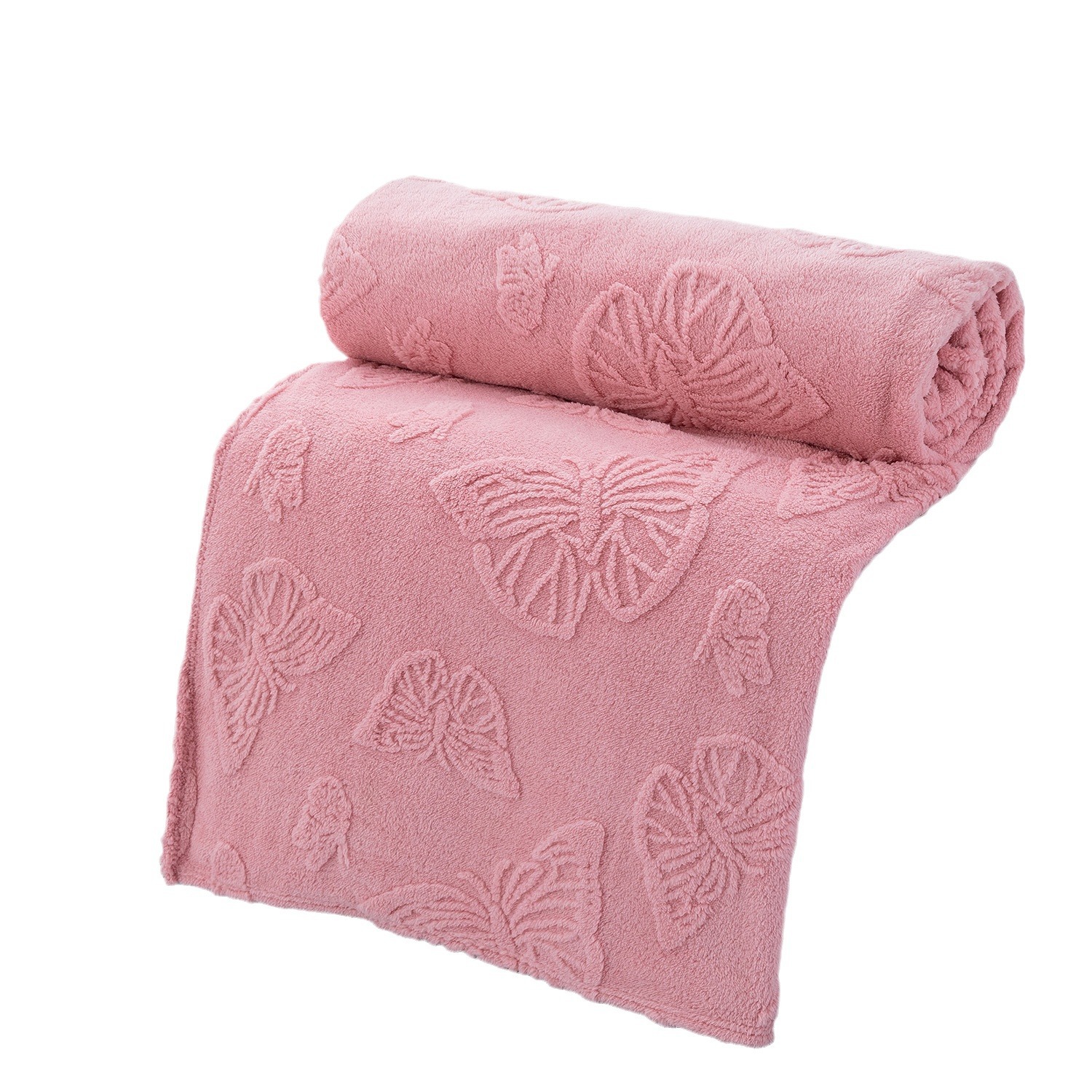 2024 nueva torre de mariposas manta de terciopelo de doble cara manta de manta de siesta de oficina de jacquard tridimensional grueso de color sólido