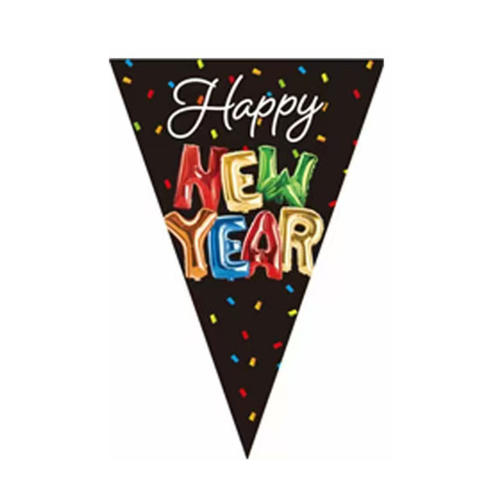 Feliz Año Nuevo Bandera Triangular Celebrando el Festival de Primavera Bandera Fiesta de Actividad Escena Decoración Disposición de Bandera de cadena