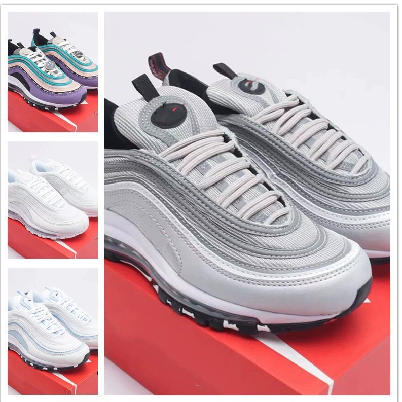 Беговые кроссовки Putian pure Nike AIR MAX97 "Silver Bullet", мужские, с полной подошвой с амортизацией, женские