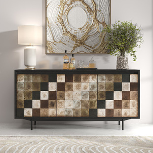 Italian Light Luxury Solid Wood Sideboard Home Living Room Wall Storage Cabinet Modern High-End Villa Entrance Cabinet Decorative Cabinet