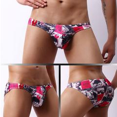 GAY歐美外貿低腰男士內褲頭印花U凸網孔透氣吸濕排汗小三角E073