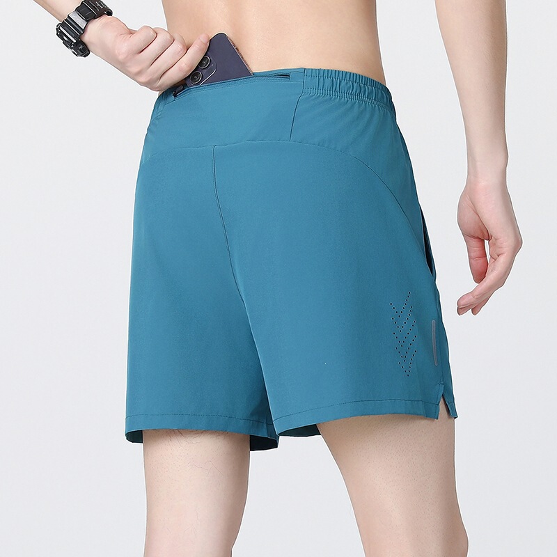 Cross-Border Wholesale Ice Silk Perforated Mesh Reflective Strip Breathable Couple Shorts with Back Waist Pocket Sports Shorts Summer Thin Cross-Border Wholesale Ice Silk Perforated Mesh Reflective Strip Breathable Couple Shorts with Back Waist Pocket Sports Shorts Summer Thin