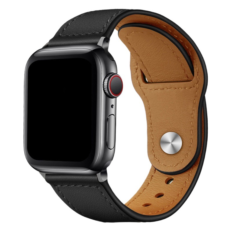 Adecuado para Apple watch9 correa de reloj de cuero iwatch8 negocios primera capa de cuero hebilla correa de reloj de cuero