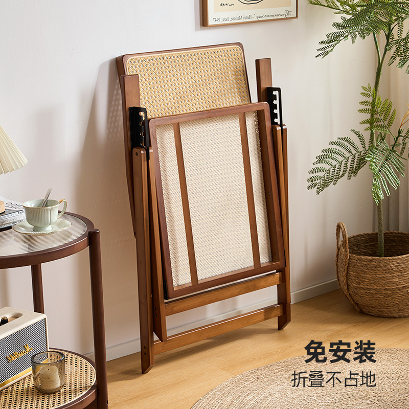 Silla reclinable de bambú tejido de ratán, pausa para el almuerzo plegable, silla de mimbre para ancianos al aire libre, silla de ocio de balcón resistente y duradera