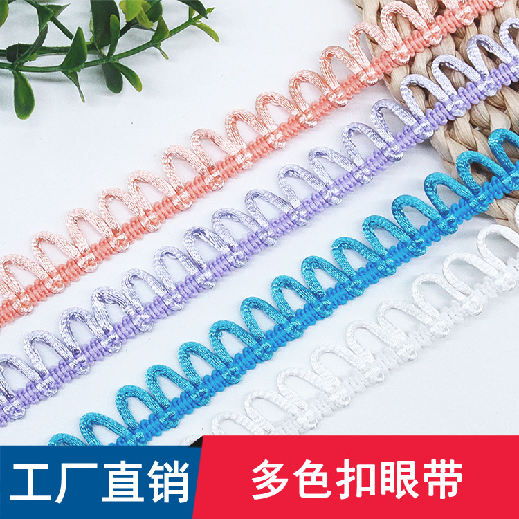 Color sin hebilla elástica, cinta de lazo, accesorios para sombreros desmontable, botones de encaje, accesorios para ojales de borde de ganchos de poliéster decorativos