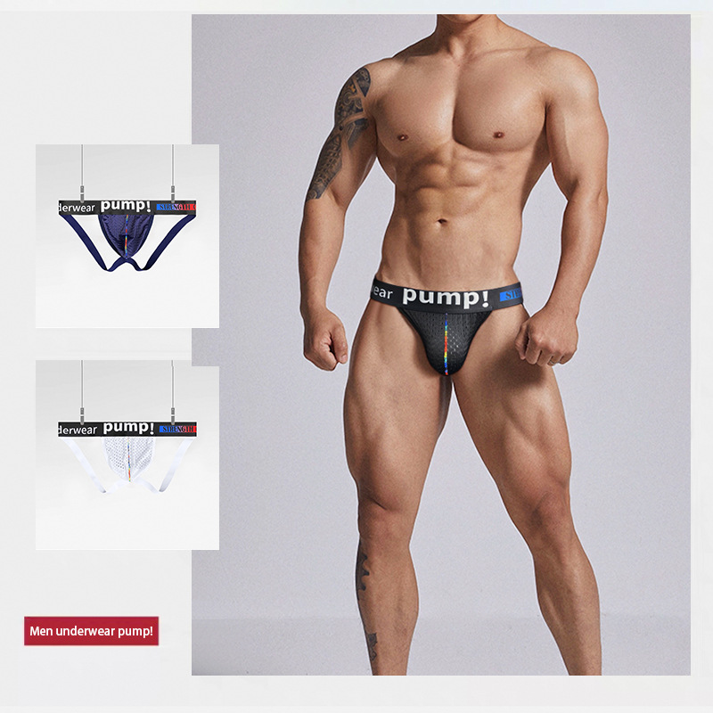 PUMP source factory sexy low waist double Ding hip lifting hollow-out sexy Free Men's thong MP294